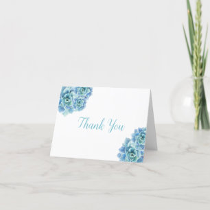 Cartão De Agradecimento Teal Watercolor Floral Dobrado