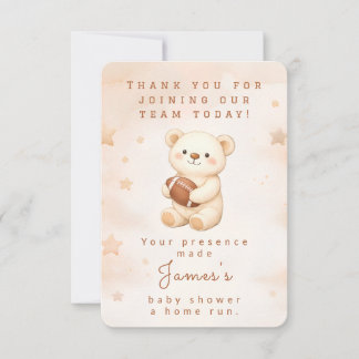 Cartão De Agradecimento Team Watercolor Teddy Bear Football 