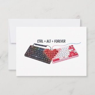 Cartão De Agradecimento Teclados de Casal Ctrl Alt Forever Design
