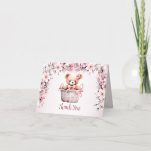 Cartão De Agradecimento Teddy Bear Baby Girl Flowant