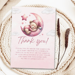 Cartão De Agradecimento Teddy Bear Baby Shower for a Girl