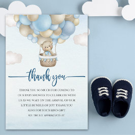 Cartão De Agradecimento Teddy Bear Baby Shower for Boy –We Can Bearly Wait