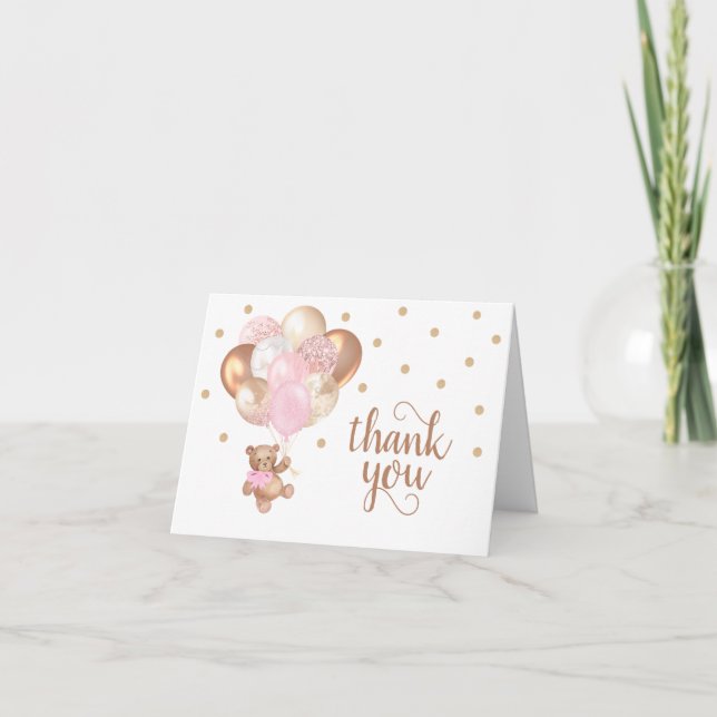 Cartão De Agradecimento Teddy Bear Baby Shower Thank You Card (Frente)