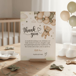 Cartão De Agradecimento Teddy Bear Balloon Baby Shower Thank You Card