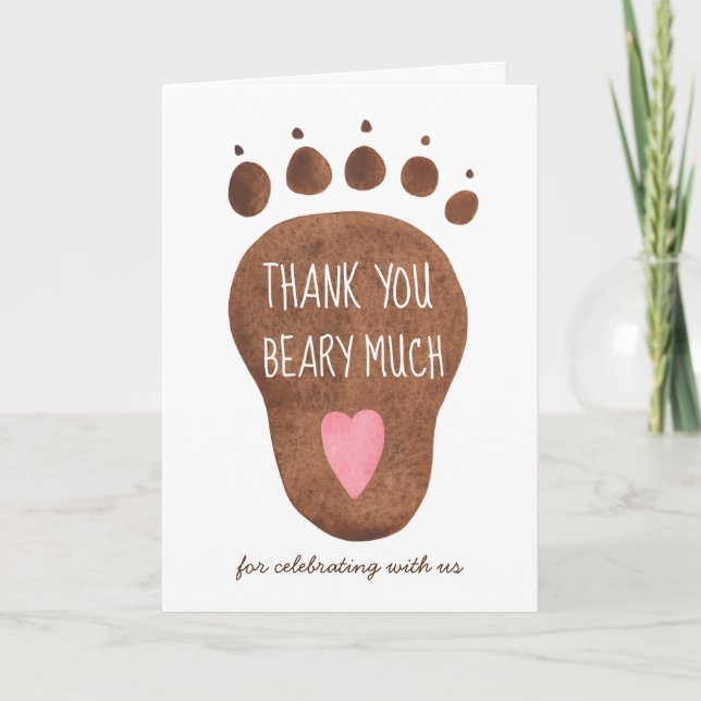 Cartão de Agradecimento Teddy Bear Beary Much Baby (Frente)