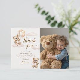 Cartão De Agradecimento Teddy Bear Birthday Photo