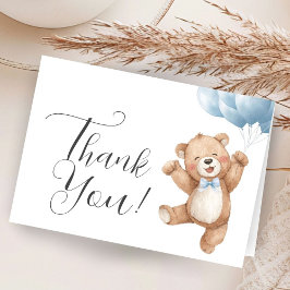 Cartão De Agradecimento Teddy Bear Boy Baby Shower Folded Thank You