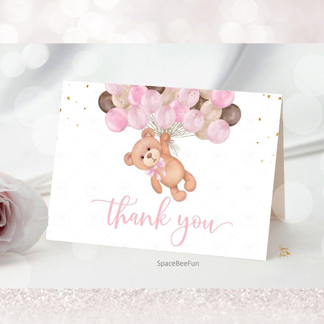 Cartão De Agradecimento Teddy Bear Chá de fraldas mal podemos esperar (Teddy Bear Baby Shower Thank You Card, We Can Barely Wait Thank You, Baby Shower Thank You Card, Bea)