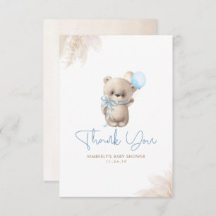 Cartão De Agradecimento Teddy Bear Cute Boy Chá de fraldas Obrigado