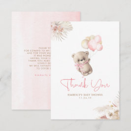 Cartão De Agradecimento Teddy Bear Cute Girl Chá de fraldas Obrigado