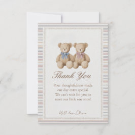 Cartão De Agradecimento Teddy Bear Gender Reveal Thank You Card