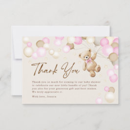Cartão De Agradecimento Teddy Bear Girl Baby Shower
