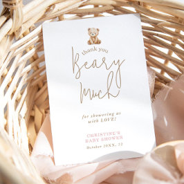 Cartão De Agradecimento Teddy Bear Minimalist Baby Shower Thank You Card