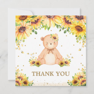 Cartão De Agradecimento Teddy Bear Sunflower Chá de fraldas Aniversário