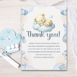 Cartão De Agradecimento Teddy Bear Theme Baby shower boy