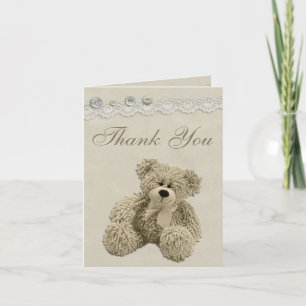 Cartão De Agradecimento Teddy Bear Vintage Lace Thank You