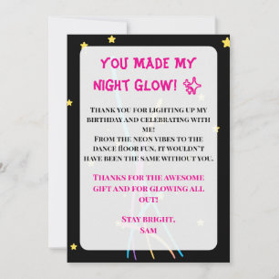 Cartão de Agradecimento Teen Glow Party – Edição N