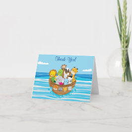 Cartão De Agradecimento Tema da Arca Personalizada de Noé com Animais Bebê