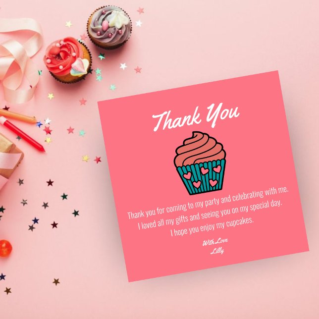 Cartão De Agradecimento Tema de 2º Aniversário Duas Irmãs Meninas Cupcake  (Criador carregado)