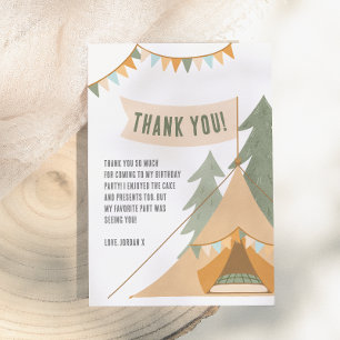 Cartão De Agradecimento Tema de Acampamento Aventura ao Ar Livre Festa de