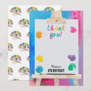 Cartão De Agradecimento Tema de Aniversário da Pintura do Artesanato