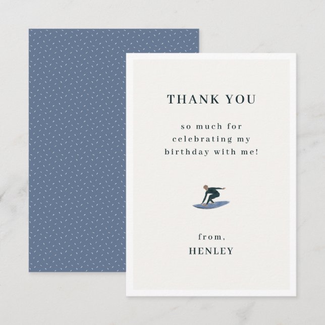 Cartão De Agradecimento Tema de Aniversário de Surf Legal (Frente/Verso)