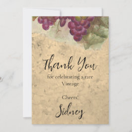 Cartão De Agradecimento Tema de Aniversário Vinho de Vinhedo Vintage Elega