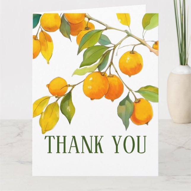 Cartão De Agradecimento tema de aquarela laranja Cores brilhantes (Frente)