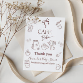 Cartão De Agradecimento Tema de Café Café Bebe Brewing Arco de Chá de Bebê