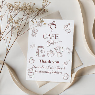 Cartão De Agradecimento Tema de Café Café Bebe Brewing Arco de Chá de Bebê