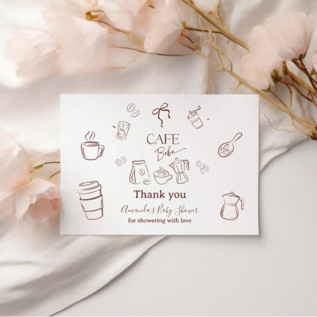 Cartão De Agradecimento Tema de Café Café Bebe Brewing Chá de Bebê (Criador carregado)