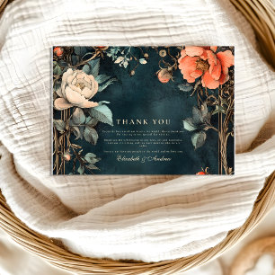Cartão De Agradecimento Tema de Casamento de Elegância Escura