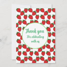 Cartão De Agradecimento Tema de Festa de aniversário de Morango