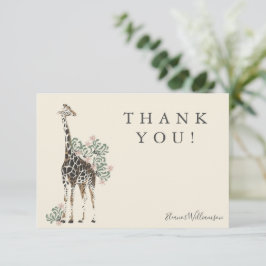 Cartão De Agradecimento Tema de Safari em Aquarela Churrasco de Bebê Nome