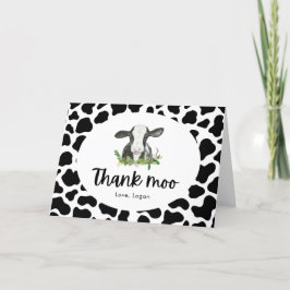 Cartão De Agradecimento Tema de Vaca Obrigado de Aniversário Moo Dobrado