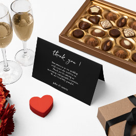 Cartão De Agradecimento Tema Elegante de Casamento Negro e Branco