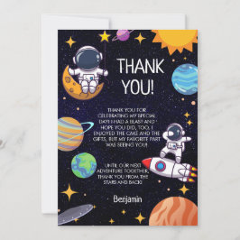 Cartão De Agradecimento Tema Espacial Bonito Qualquer Aniversário De Idade