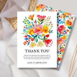 Cartão De Agradecimento Tema Floral da Fiesta Mexicana