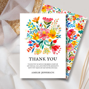 Cartão De Agradecimento Tema Floral da Fiesta Mexicana