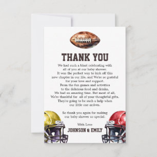 Cartão De Agradecimento Tema Gridiron do Chá de fraldas de futebol
