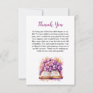 Cartão de Agradecimento Tema Livro de Hortênsias