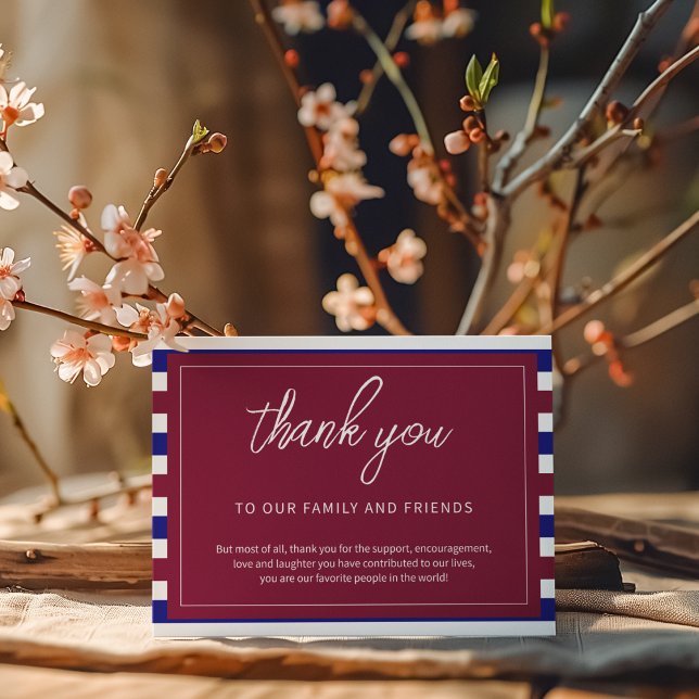 Cartão De Agradecimento Tema Real de Casamento Vermelho e Azul (Thank your guests for attending your wedding in a royal way.)