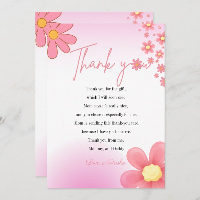 Cartão De Agradecimento Temas de margarida rosa moderna obrigado (Frente/Verso)