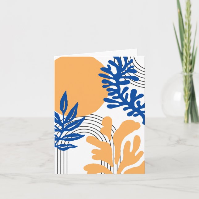 Cartão De Agradecimento Tendy Blue Yellow Abstrato Botanical Shapes Art (Frente)