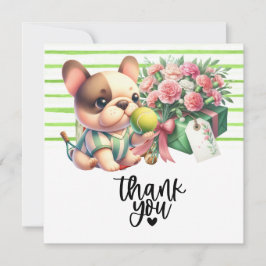 Cartão De Agradecimento Tênis Cão com Bola e presente