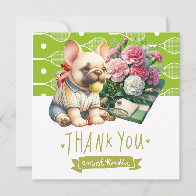 Cartão De Agradecimento Tênis Cão com Bola e presente (Frente)