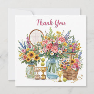 Cartão De Agradecimento Tênis com flores do tênis player