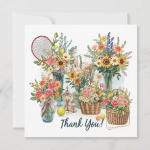Cartão De Agradecimento Tênis com flores do tênis player
