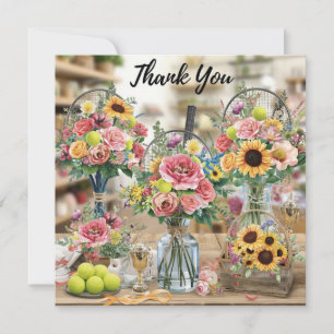 Cartão De Agradecimento Tênis com flores do tênis player