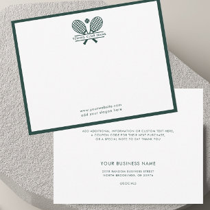 Cartão De Agradecimento Tênis Rackets Icon Club Name Green Borders